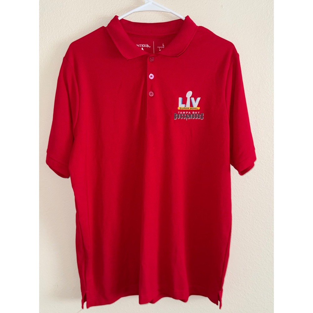 Antigua Tampa Bay Buccaneers Super Bowl LV Champions Polo Shirt Mens Red Large